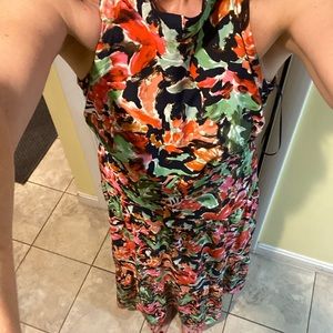 Sam Edelman floral midi dress.Ankle length- sleeveless w/neck sash tie & zipper